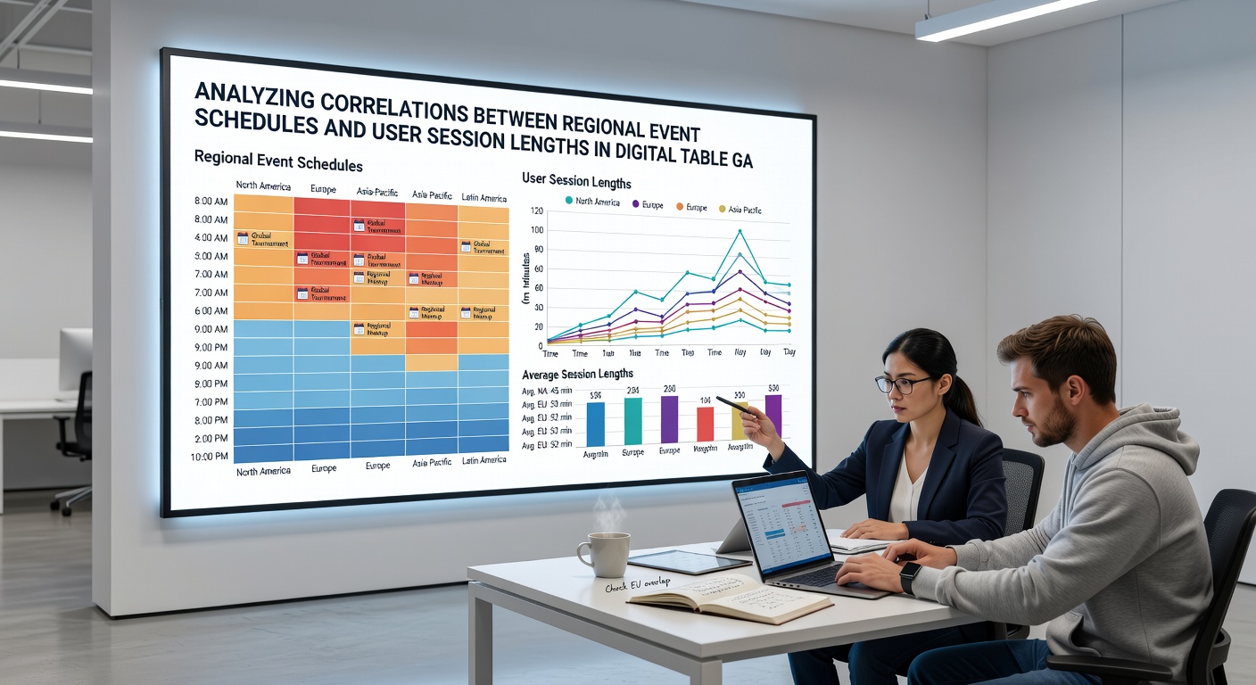 Analytics dashboard displaying session duration heatmaps aligned with regional event timelines