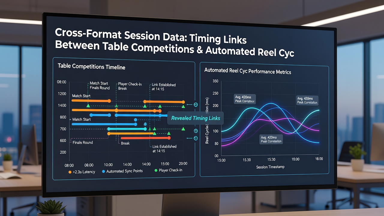 Analytics dashboard displaying session timing data between table competitions and reel cycles