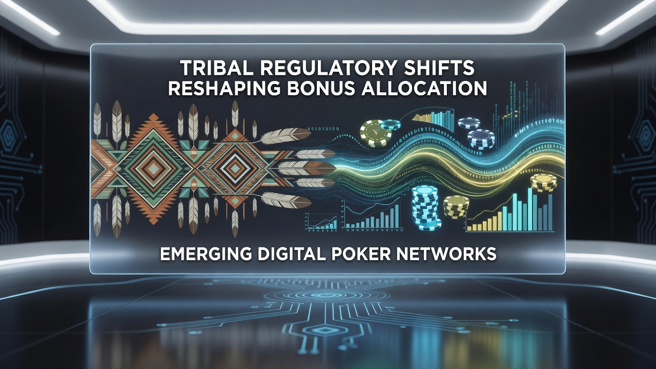 Tribal regulatory documents and digital poker network interfaces displayed side by side