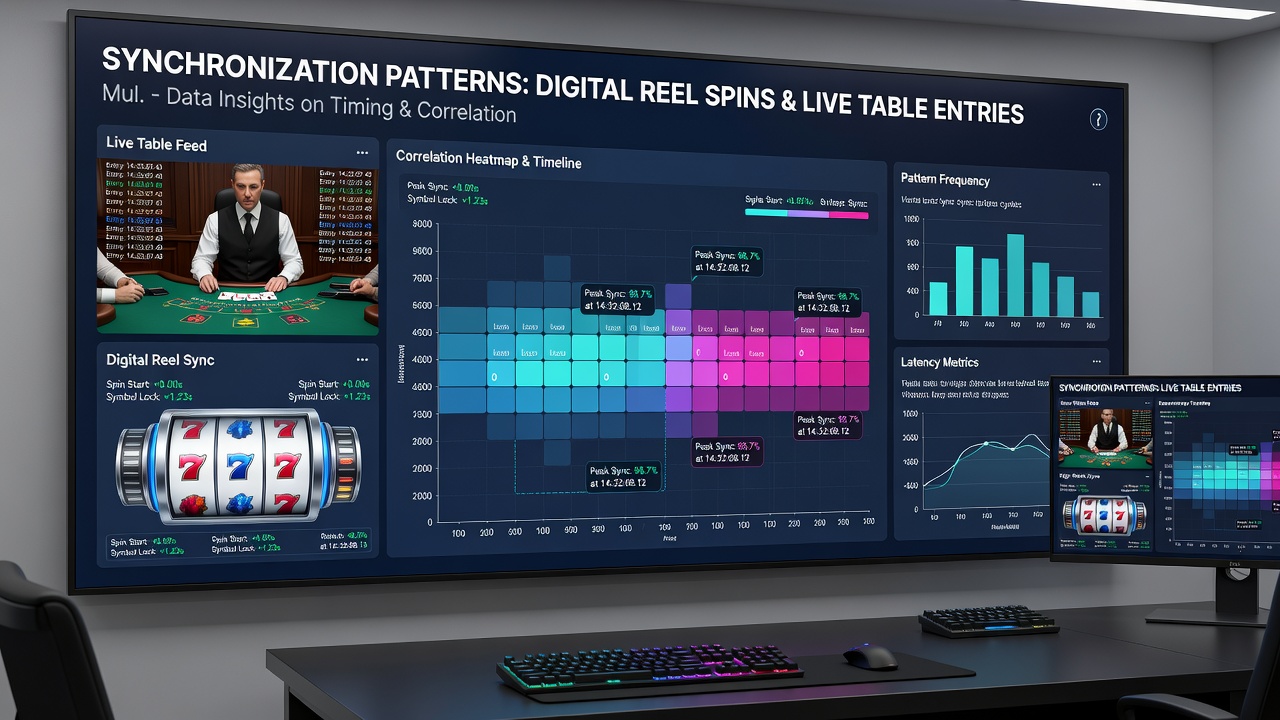 Analytics dashboard displaying correlations between reel spin sequences and live table entries in multi-state systems